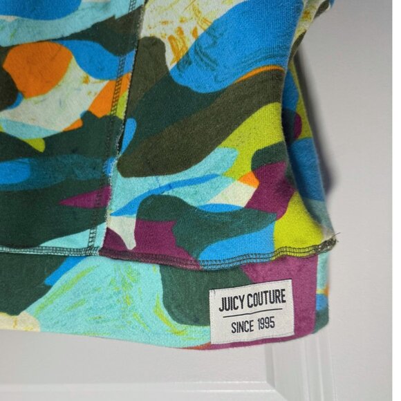 Juicy Couture Plus 1X Cropped Hoodie Abstract Camo Print | Like New - Picture 4 of 12
